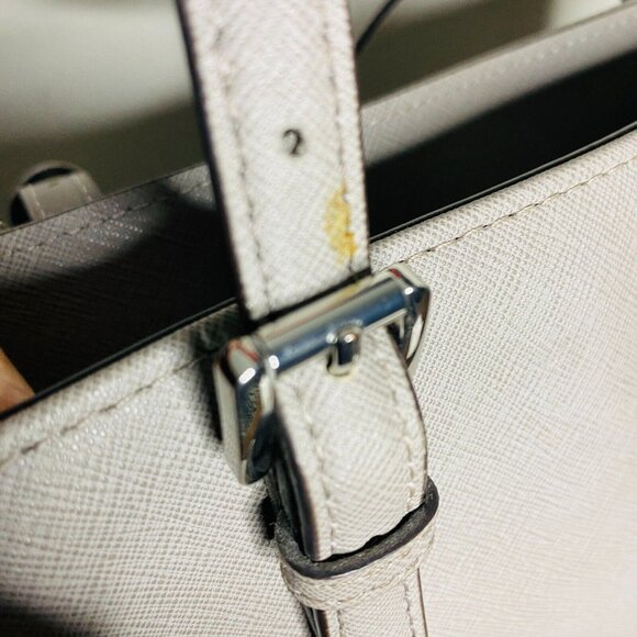 Michael Kors Jet Set Gray Saffiano Leather Tote Double Handle Traveler Bag - Picture 10 of 14